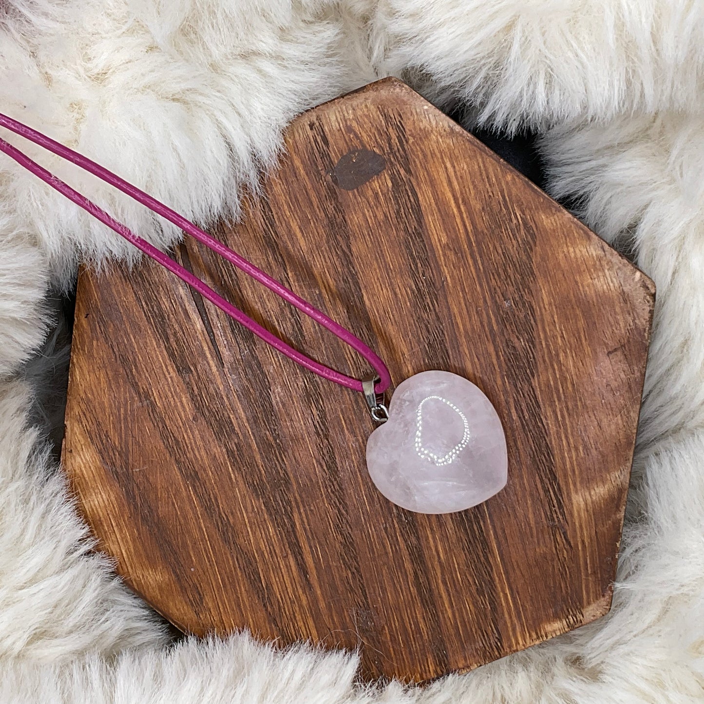 Collier COEUR Quartz Rose