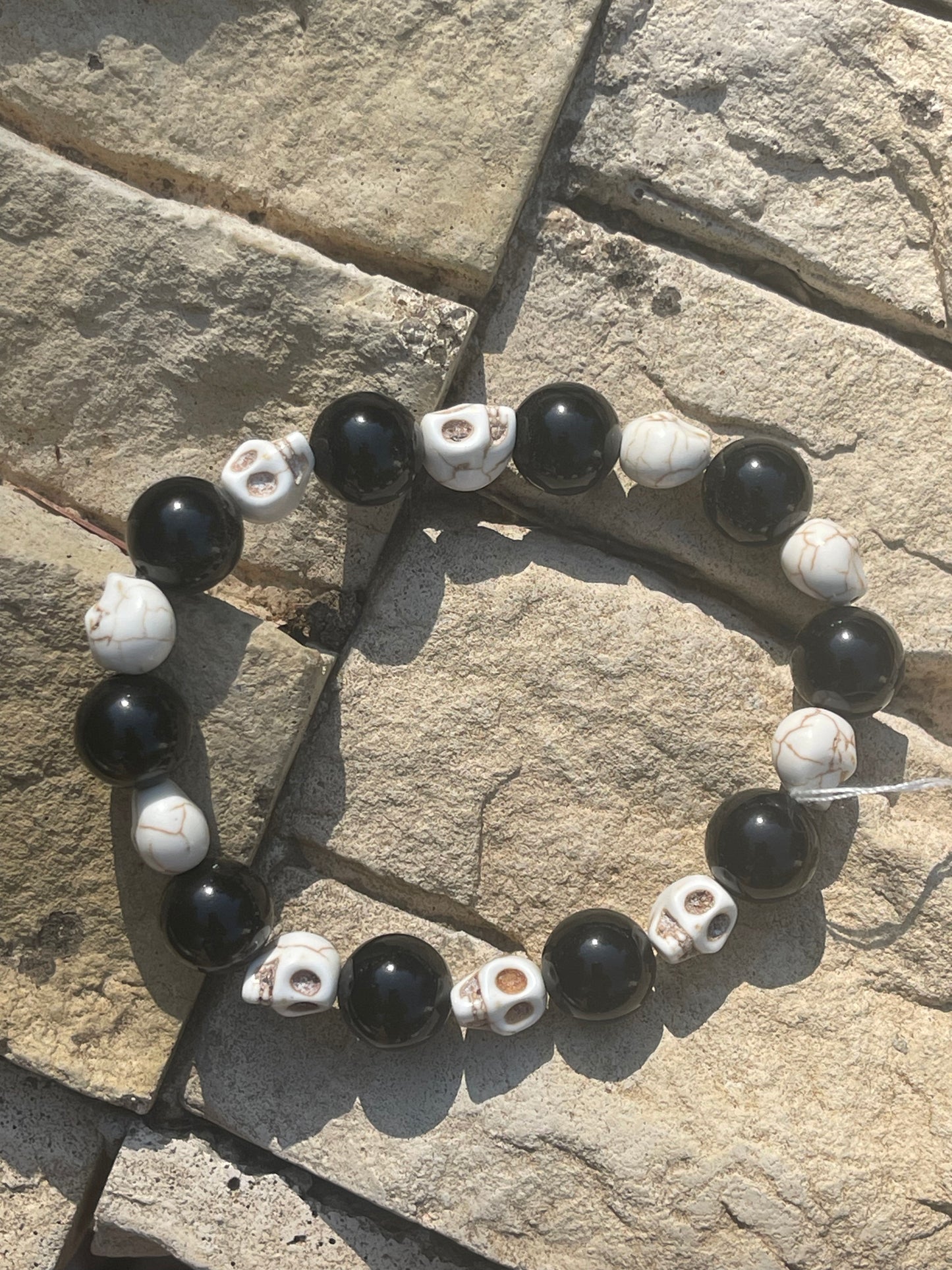 SKULL Howlite et Obsidienne (Memento Mori)