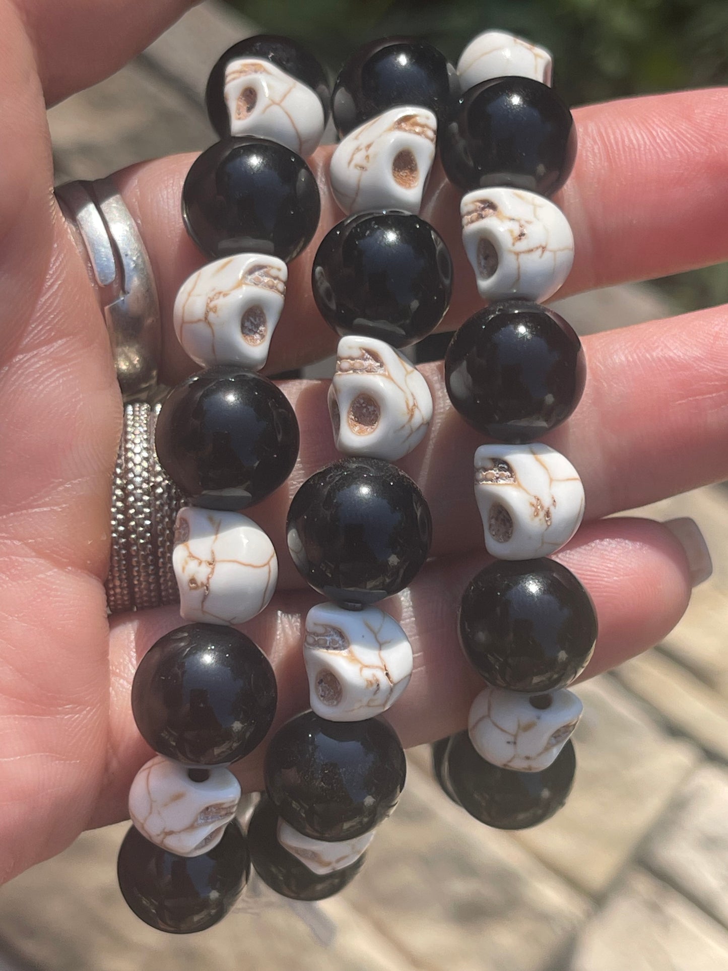 SKULL Howlite et Obsidienne (Memento Mori)